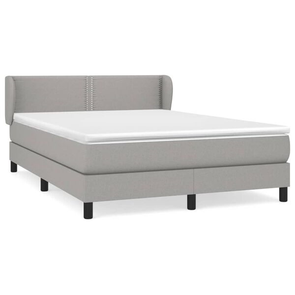 vidaXL Sommier &agrave; lattes de lit avec matelas Gris clair 140x200cm Tissu