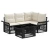 vidaXL Ensemble de canap&eacute; de jardin 5 pc Noir et blanc cr&egrave;me polyrotin