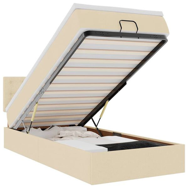 vidaXL Cadre de lit ottoman avec matelas cr&egrave;me 90x190 cm tissu