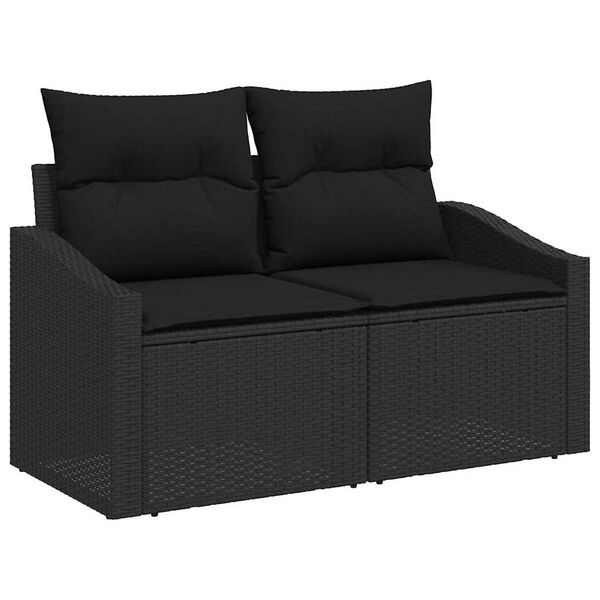 vidaXL Ensemble de canap&eacute; de jardin avec coussin 6 pcs Noir Poly rotin