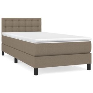vidaXL Sommier &agrave; lattes de lit avec matelas Taupe 90x200 cm Tissu