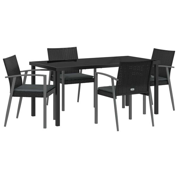 vidaXL Ensemble de salle &agrave; manger pour jardin 5 pcs Noir Poly rotin