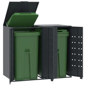 vidaXL Rangement &agrave; roulettes pour poubelles pour 2 bacs anthracite