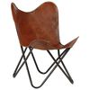 vidaXL Chaise papillon Marron Taille pour enfants Cuir v&eacute;ritable
