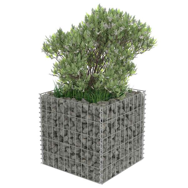 vidaXL Lit sur&eacute;lev&eacute; &agrave; gabion Acier galvanis&eacute; 50x50x50 cm