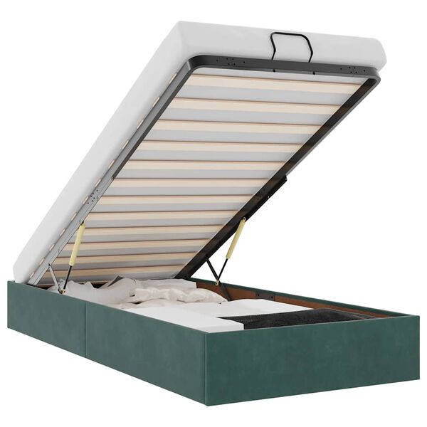 vidaXL Cadre de lit ottoman sans matelas vert foncé 90x200 cm velours