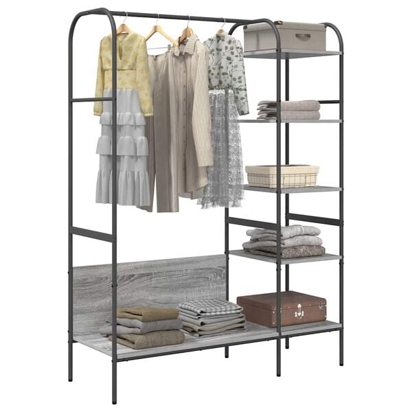 vidaXL Porte-vêtements Gris 120 x 44 x 160 cm Bois d'ingénierie