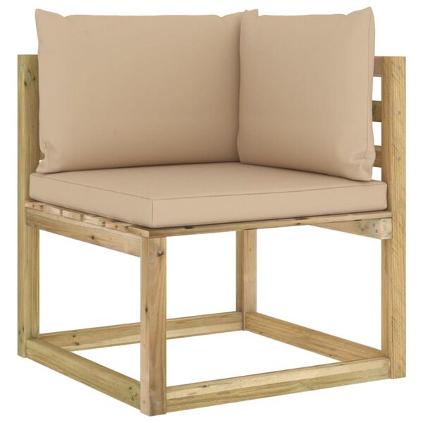 vidaXL Salon de jardin 6 pcs avec coussins bois de pin impr&eacute;gn&eacute;