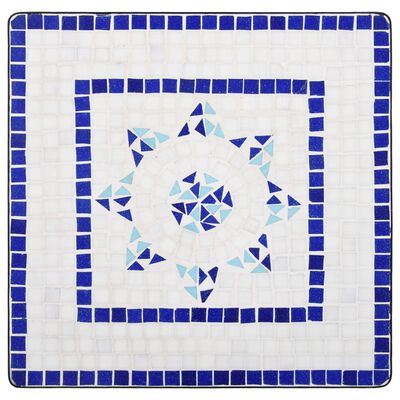 vidaXL Table de bistro mosaïque Bleu et blanc 60 cm Céramique