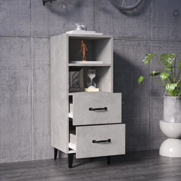 vidaXL Buffet Gris b&eacute;ton 34,5x34x90 cm Bois d'ing&eacute;nierie