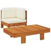 vidaXL Salon de jardin 2 pcs avec coussins blanc cr&egrave;me Bois d'acacia