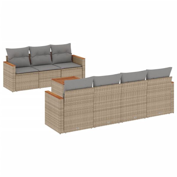 vidaXL Salon de jardin avec coussins 8 pcs beige r&eacute;sine tress&eacute;e