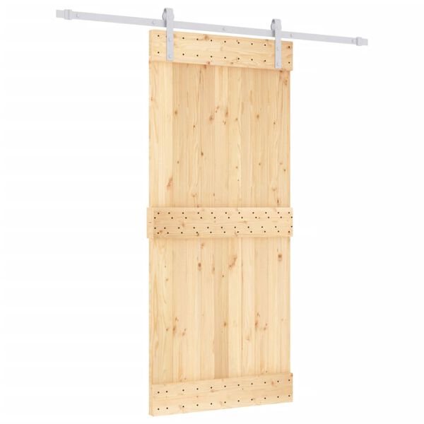vidaXL Porte coulissante et kit de quincaillerie 90x210 cm pin massif