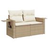 vidaXL Salon de jardin avec coussins 5 pcs beige r&eacute;sine tress&eacute;e acacia
