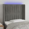 vidaXL T&ecirc;te de lit &agrave; LED Gris clair 103x16x118/128 cm Velours