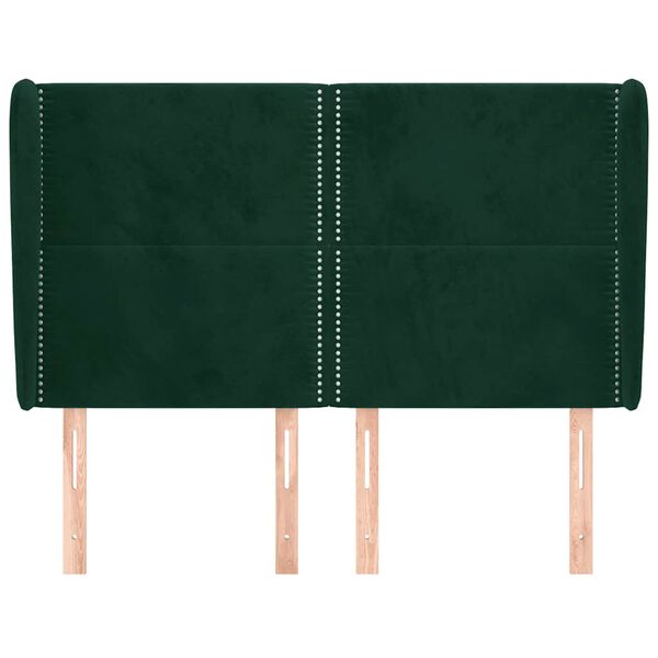 vidaXL T&ecirc;te de lit avec oreilles Vert fonc&eacute; 147x23x118/128 cm Velours