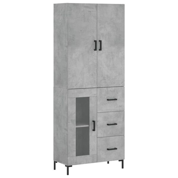 vidaXL Buffet haut Gris b&eacute;ton 69,5x34x180 cm Bois d'ing&eacute;nierie