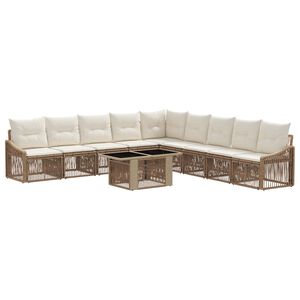 vidaXL Ensemble de canap&eacute; de jardin 10 pc Beige et blanc cr&egrave;me