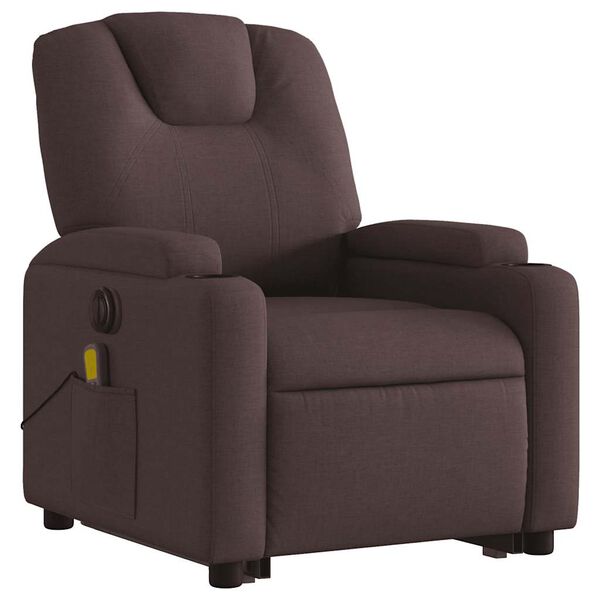 vidaXL Fauteuil inclinable de massage &eacute;lectrique Marron fonc&eacute; Tissu