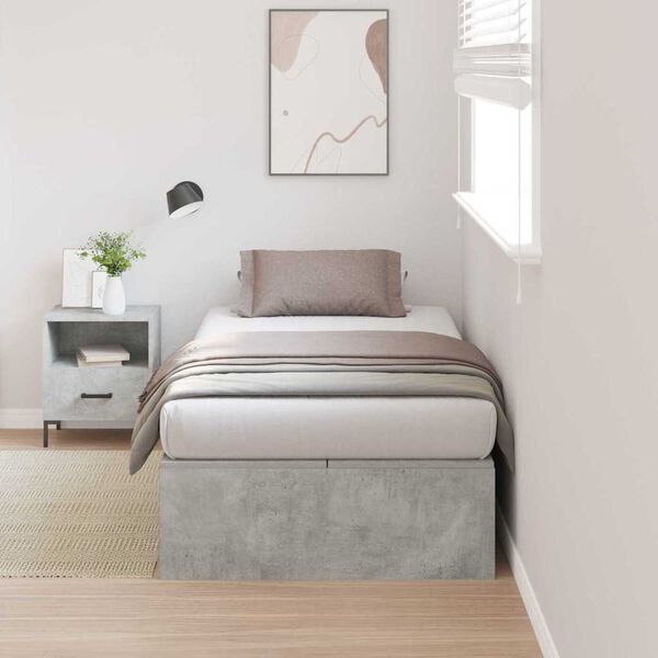 vidaXL Cadre de lit avec rangement Gris b&eacute;ton 90 x 190 cm