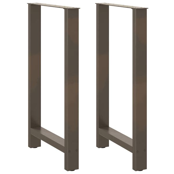 vidaXL Pieds de table de bar en acier naturel, 2 pi&egrave;ces, 60 x (100-101) cm