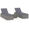 vidaXL Chaises longues de jardin table &agrave; th&eacute; 3 pcs R&eacute;sine tress&eacute;e Gris