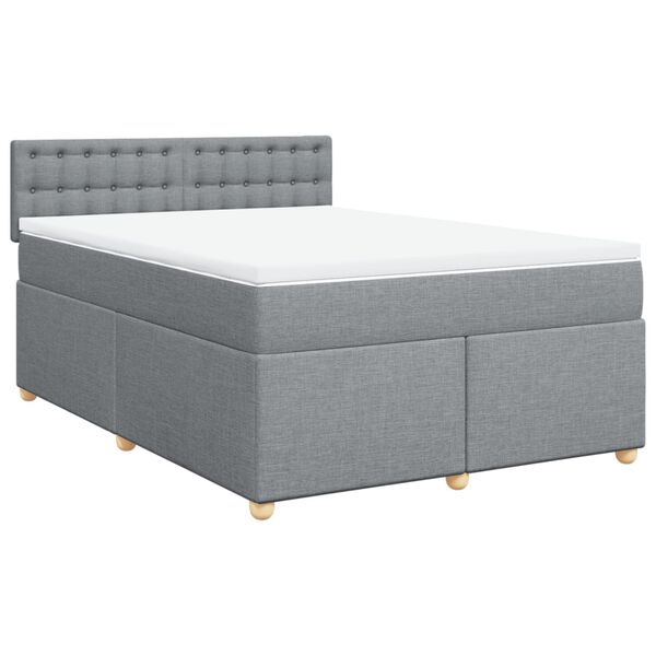 vidaXL Sommier &agrave; lattes de lit avec matelas Gris clair 140x200cm Tissu