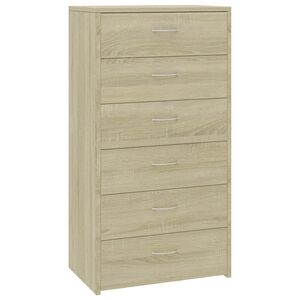 vidaXL Buffet avec 6 tiroirs Ch&ecirc;ne sonoma 50x34x96cm Bois d'ing&eacute;nierie
