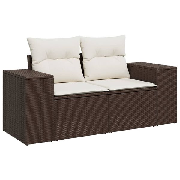 vidaXL Salon de jardin 10 pcs avec coussins marron r&eacute;sine tress&eacute;e