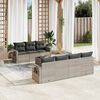vidaXL Salon de jardin 8 pcs avec coussins gris clair r&eacute;sine tress&eacute;e