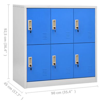 vidaXL Armoire à casiers Gris clair et bleu 90x45x92,5 cm Acier