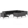 vidaXL Salon de jardin 9 pcs avec coussins R&eacute;sine tress&eacute;e Gris fonc&eacute;