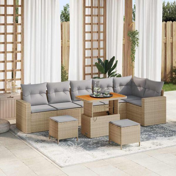 vidaXL Ensemble de canap&eacute; de jardin 11 pcs Beige et Gris clair