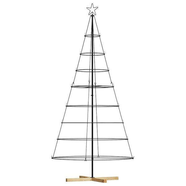 vidaXL Arbre en cône de Noël avec support Noir 210 cm Acier