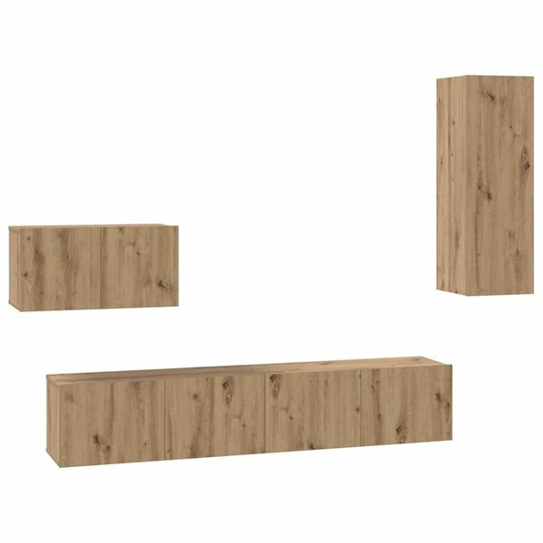 vidaXL Meuble TV mural 4 pcs Ch&ecirc;ne artisanal Bois d'ing&eacute;nierie