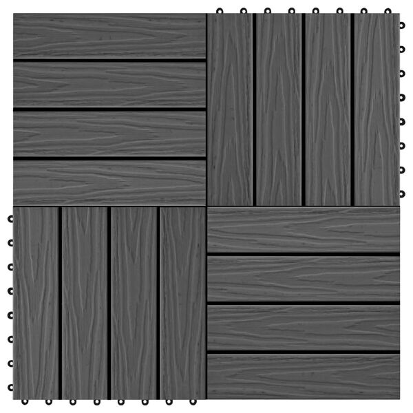 vidaXL Carreau de terrasse en relief 11 pcs WPC 30x30 cm 1 m² Noir