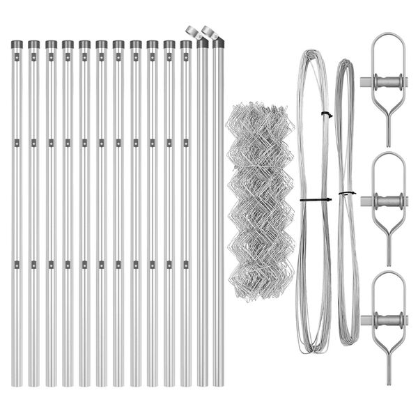 vidaXL Poteau de cl&ocirc;ture. Argent&eacute; 25 x 0,4 m (maille 60 x 60 mm) Acier