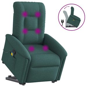 vidaXL Fauteuil inclinable de massage Vert fonc&eacute; Tissu