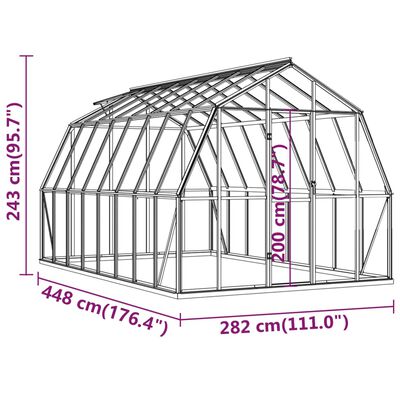 vidaXL Serre avec cadre de base Anthracite 13,31 m² Aluminium