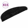 vidaXL Tapis d'escalier 15 pi&egrave;ces 56 x 17 x 3 cm Noir Demi-rond