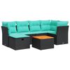 vidaXL Salon de jardin 7 pcs avec coussins noir r&eacute;sine tress&eacute;e