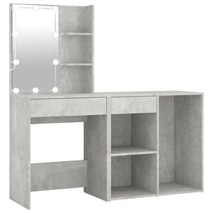 vidaXL Coiffeuse &agrave; LED avec armoire Gris b&eacute;ton Bois d'ing&eacute;nierie