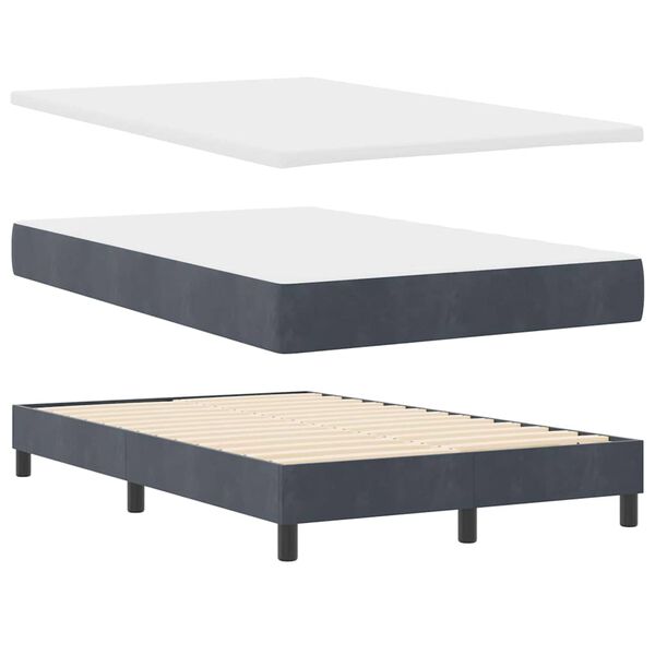 vidaXL Lit &agrave; ressort LED avec matelas Gris fonc&eacute; 120 x 190 cm Velours