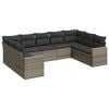 vidaXL Salon de jardin 9 pcs avec coussins gris r&eacute;sine tress&eacute;e