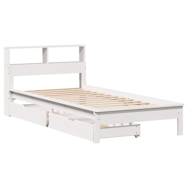 vidaXL Lit biblioth&egrave;que sans matelas blanc 90x200cm bois de pin massif