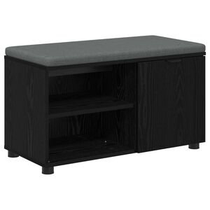 vidaXL Banc d'entr&eacute;e avec coussin Ch&ecirc;ne Noir 80 x 38 x 46 cm