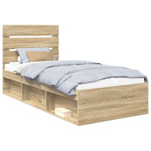 vidaXL Cadre de lit Ch&ecirc;ne Sonoma 75 x 190 cm Bois de pin massif