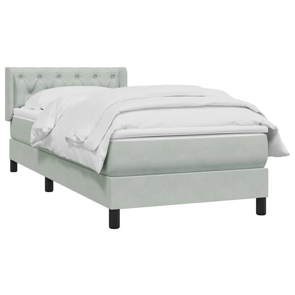 vidaXL Sommier &agrave; lattes de lit et matelas gris clair 80x210 cm velours