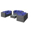 vidaXL Salon de jardin 7 pcs avec coussins r&eacute;sine tress&eacute;e gris