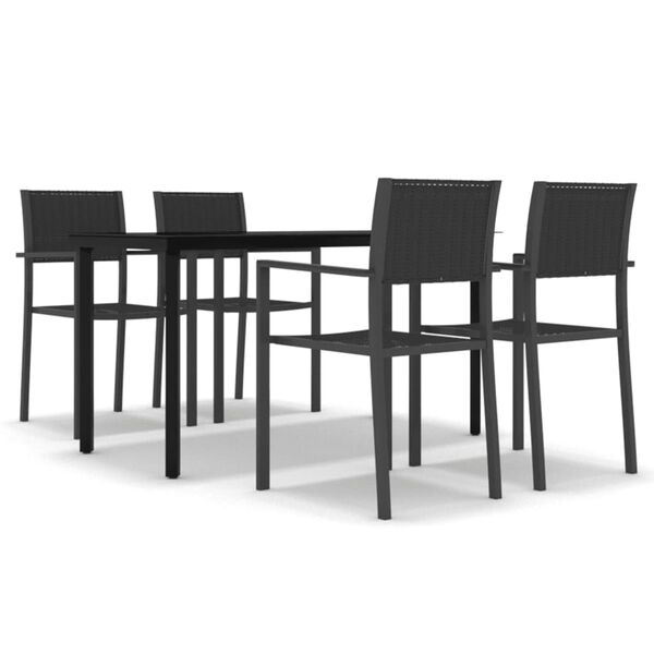 vidaXL Ensemble &agrave; manger de jardin 5 pcs Noir